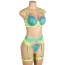 Комплект Star Night Neon Lace 3-Piece Set With Garter Belt, салатовий: бюстгальтер + трусики + пояс для панчіх - Фото №7