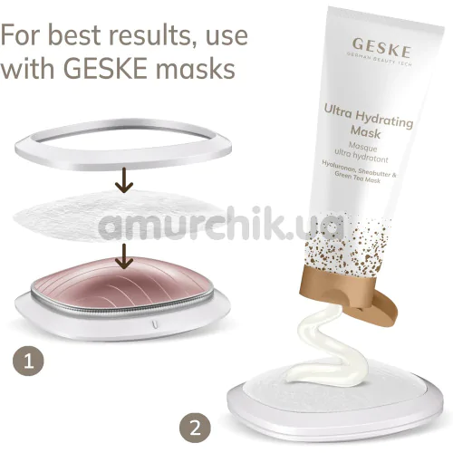 Ультразвуковой массажер-маска для лица Geske Sonic Warm & Cool Mask 9 in 1, бело-розовый