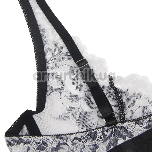 Комплект Star Night Sexy Floral Two-Tone Lace Set, черно-белый: бюстгальтер + трусики-стринги