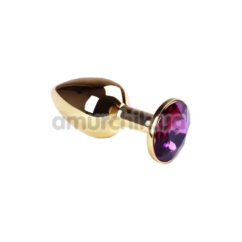 Анальна пробка з рожевим кристалом SWAROVSKI Gold Amethyst Small, золота