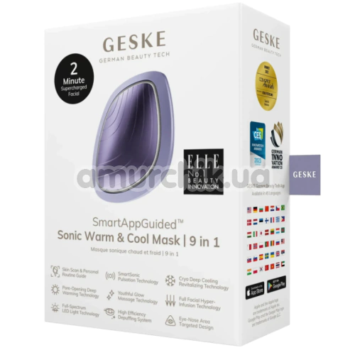 Ультразвуковой массажер-маска для лица Geske Sonic Warm & Cool Mask 9 in 1, фиолетовый