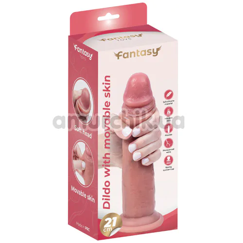 Фаллоимитатор Fantasy Toys Dildo With Movable Foreskin 21 cm, телесный