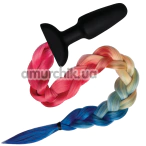 Анальная пробка с радужным хвостом Whipsmart Furry Tales Silicone Unicorn Butt Plug, черная - Фото №1