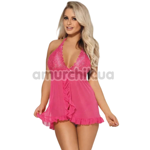 Комплект Star Night Elegante Babydoll, рожевий: пеньюар + трусики-стрінги