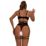 Комплект Star Night Ring & Strap Set, черный: бюстгальтер + трусики-стринги + пояс для чулок - Фото №5