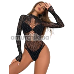 Боді Star Night Leopard Mesh Rhinestone Bodysuit, чорне - Фото №1