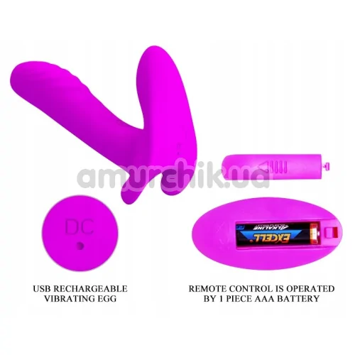 Вібратор для клітора і точки G Pretty Love Remote Control Massager, фіолетовий