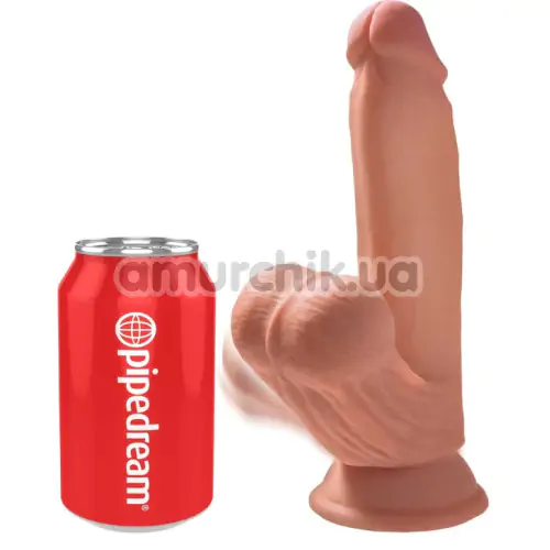 Фаллоимитатор King Cock Plus 7 Triple Density Cock With Swinging Balls, светло-коричневый