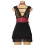 Комплект Star Night Mesh And Faux Leather Lingerie Chemise, чорно-бордовий: пеньюар +  пояс з нашийником та фіксаторами + трусики-стрінги - Фото №8