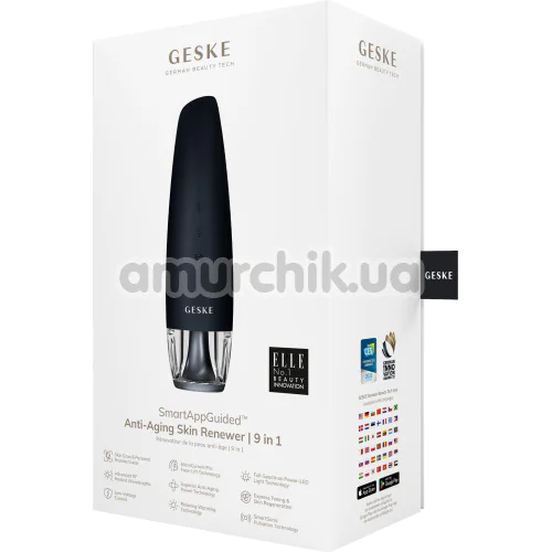 Микротоковый LED-излучатель для восстановления кожи лица Geske Anti-Aging Skin Renewer 9 in 1, черный