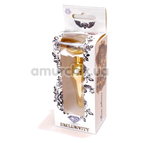 Анальна пробка з прозорим кристалом Boss Series Exclusivity Jewellery Gold Plug, золота