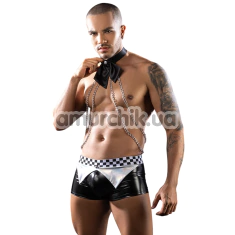 Костюм офіціанта JSY Sexy Lingerie 9150, чорно-білий: шорти + нашийник з ланцюжками - Фото №1