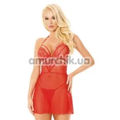 Комплект SoftLine Collection Melania красный: пеньюар + трусики-стринги - Фото №1