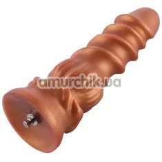 Фаллоимитатор-насадка Hismith Spiral Grain Silicone Dildo Monster Series 8.4, золотой - Фото №1