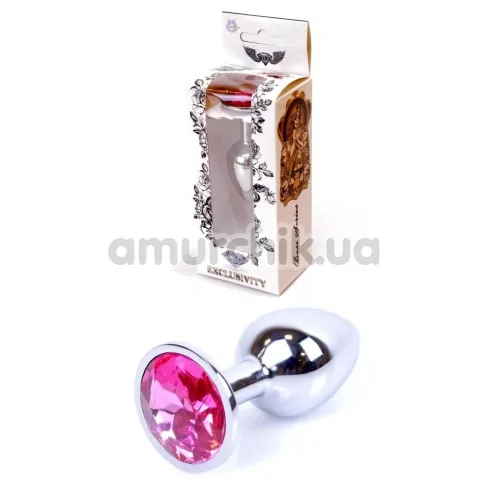 Анальная пробка с ярко-розовым кристаллом Exclusivity Jewellery Silver Plug, серебряная