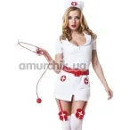 Костюм медсестри з червоним поясом LeFrivole Nurse Costume, білий - Фото №1