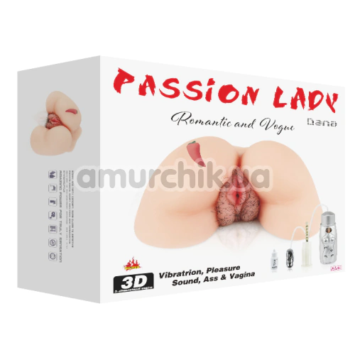 Штучна вагіна і анус з вібрацією та підігрівом Temptation Passion Lady Dana, тілесна