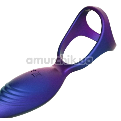 Анальний вібростимулятор з ерекційним кільцем та поштовхами Hueman Deep Impact, фіолетовий