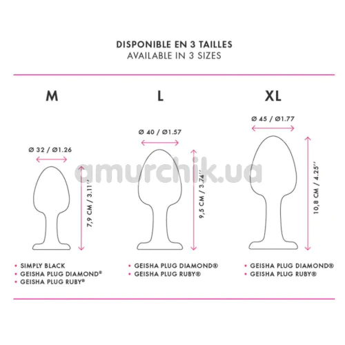 Анальна пробка з прозорим кристалом Dorcel Geisha Plug М, чорна