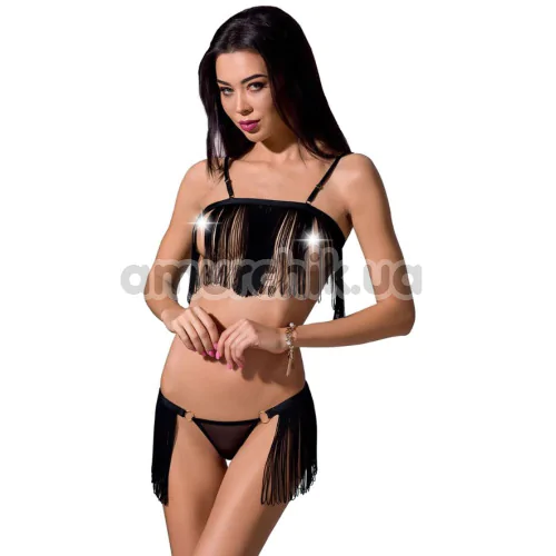 Комплект Passion Free Your Senses Kassandra Set, черный: топ + трусики-стринги - Фото №1