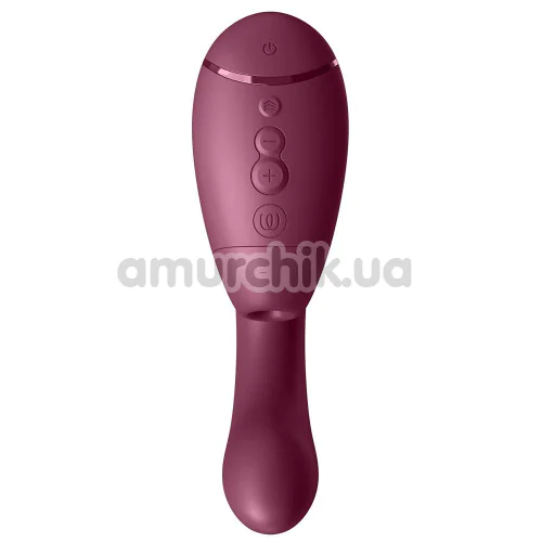 Вібратор з вакуумним стимулятором Womanizer Next Duo, бордовий