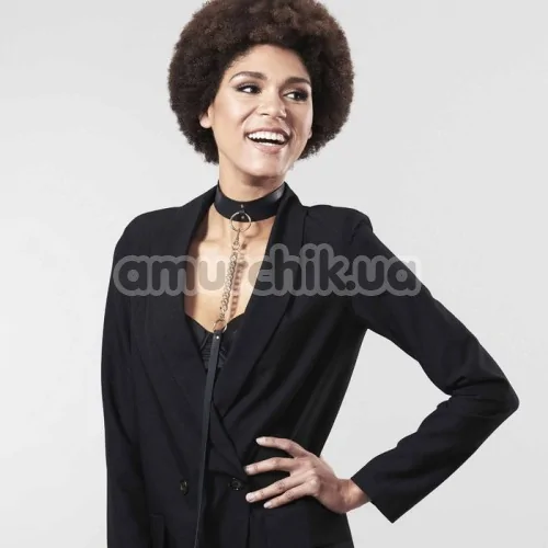 Ошейник с поводком Bijoux Indiscrets Maze Wide Chocker, чёрный