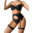 Комплект JSY Sexy Lingerie JS228170, черный: бюстгальтер + трусики-стринги + пояс для чулок - Фото №2