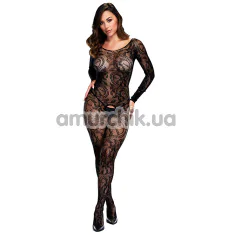 Комбинезон Longsleeve Crotchless Bodystocking, черный - Фото №1