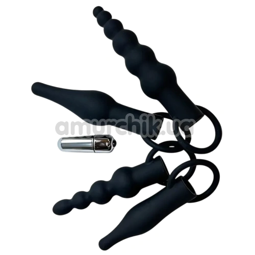 Набор анальных пробок с вибрацией Passion Play Vibrating Anal Training Set, черный