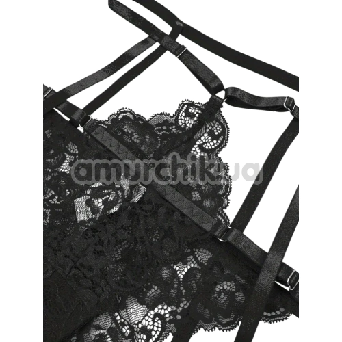 Комплект Star Night Bra Garter Belt, черный: бюстгальтер + трусики с гартерами
