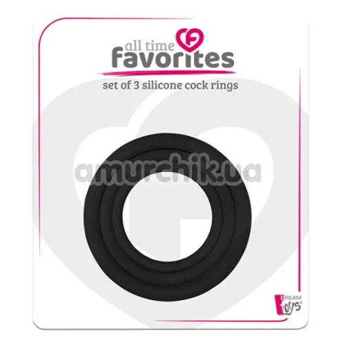 Набір ерекційних кілець All Time Favorites Set Of 3 Silicone Cock Rings, чорний