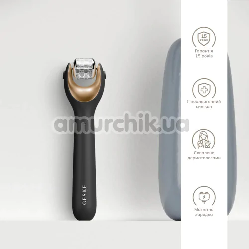Масажер-ролер для обличчя з мікроголками Geske MicroNeedle Face Roller 9 in 1, сірий