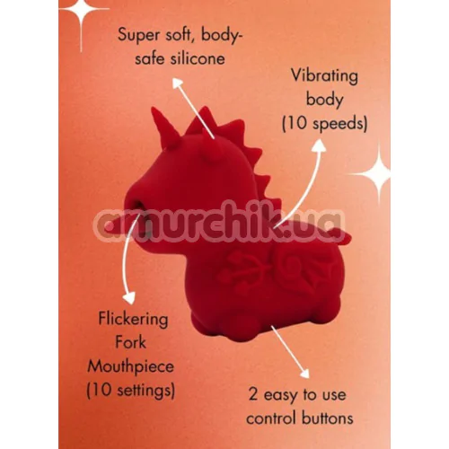 Вібратор Unihorn Blaze Diablo, червоний