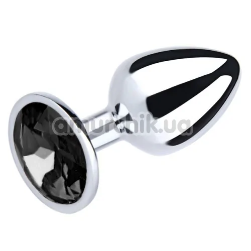 Анальна пробка з чорним кристалом SWAROVSKI Silver Black Diamond Big, срібна
