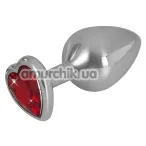 Анальна пробка з червоним кристалом Diamond Anal Plug Medium, срібна - Фото №1