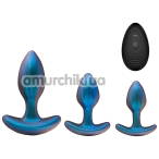 Набор анальных пробок с вибрацией Anal Adventures Matrix Cosmos Plug Kit, синий - Фото №1