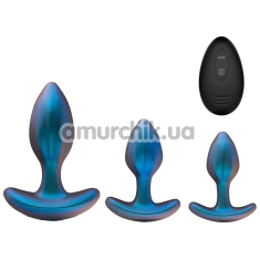 Набор анальных пробок с вибрацией Anal Adventures Matrix Cosmos Plug Kit, синий - Фото №1