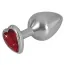 Анальная пробка с красным кристаллом Diamond Anal Plug Medium, серебряная - Фото №1