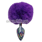 Анальна пробка з фіолетовим хвостиком Alume Floral Metal Plug With Tail S, синя - Фото №1