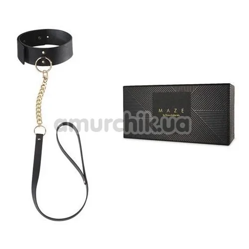 Ошейник с поводком Bijoux Indiscrets Maze Wide Chocker, чёрный