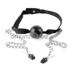 Кляп з затискачами для сосків Fetish Fantasy Series Ball Gag & Nipple Clamps, чорний - Фото №1