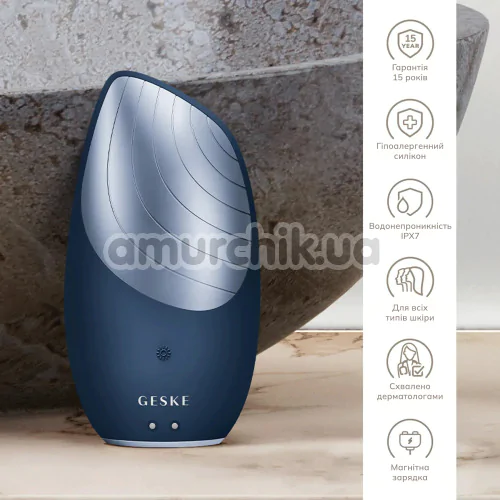 Ультразвукова щітка для обличчя Geske Sonic Thermo Facial Brush 6 in 1, синя