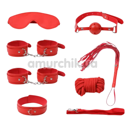 Бондажний набір DS Fetish 11 PC Kit, червоний