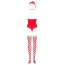 Костюм новорічний Obsessive Kissmas, червоний: боді + чокер + панчохи + шапка - Фото №6