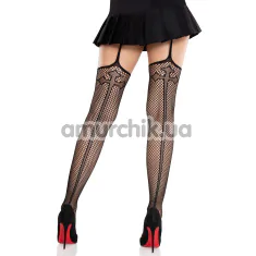 Колготки Leg Avenue Backseam Net Stockings With Garter Belt, чорні - Фото №1