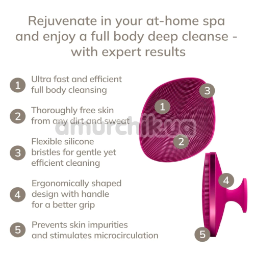 Щетка для тела Geske Body Brush 4 in 1 Suction Mount Metal, розовая