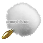 Анальная пробка с белым хвостиком Upko Rabbit Fur Bunny Tail Small Butt Plug, золотая - Фото №1