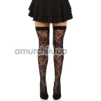 Чулки Leg Avenue Wild Rose Net Thigh Highs, черные - Фото №1