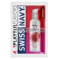 Лубрикант с согревающим эффектом Swiss Navy 4 in 1 Playful Flavors Poppin Wild Cherry - вишня, 5 мл - Фото №1