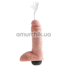 Фаллоимитатор с эякуляцией King Cock 8 Squirting Cock with Balls, телесный - Фото №1